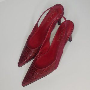 Ralph Lauren Slingback Heels Red Leather Size 6.5